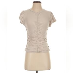 Vintage Havana Cream Ruched Top Short Sleeve Small